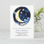 Space Adventure Moon en Stars Boy Baby shower Kaart (Staand voorkant)