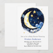 Space Adventure Moon en Stars Boy Baby shower Kaart (Voorkant / Achterkant)