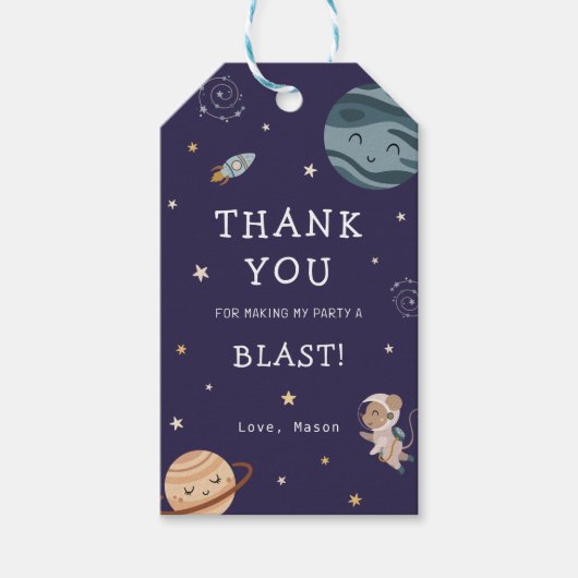 Space Adventure Playful Kids Birthday Party Cadeaulabel (Voorkant)