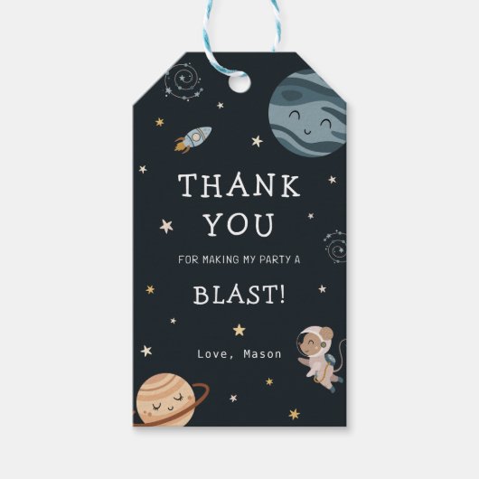Space Adventure Playful Kids Birthday Party Cadeaulabel (Voorkant)