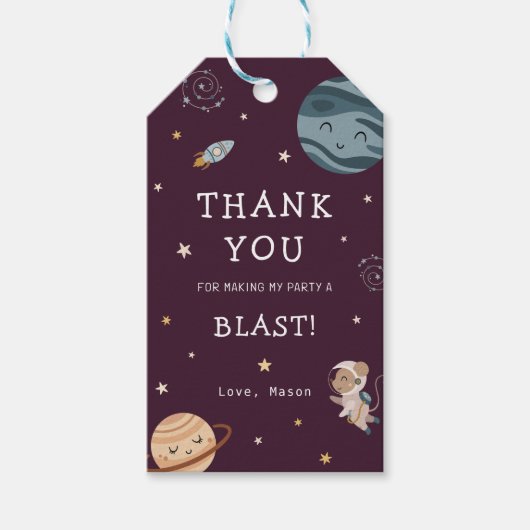 Space Adventure Playful Kids Birthday Party Cadeaulabel (Voorkant)
