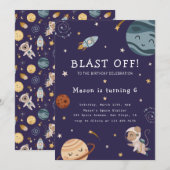 Space Adventure Playful Kids Birthday Party Kaart (Voorkant / Achterkant)