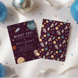 Space Adventure Playful Kids Birthday Party Kaart