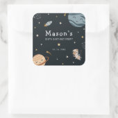Space Adventure Playful Kids Birthday Party Vierkante Sticker (Tas)