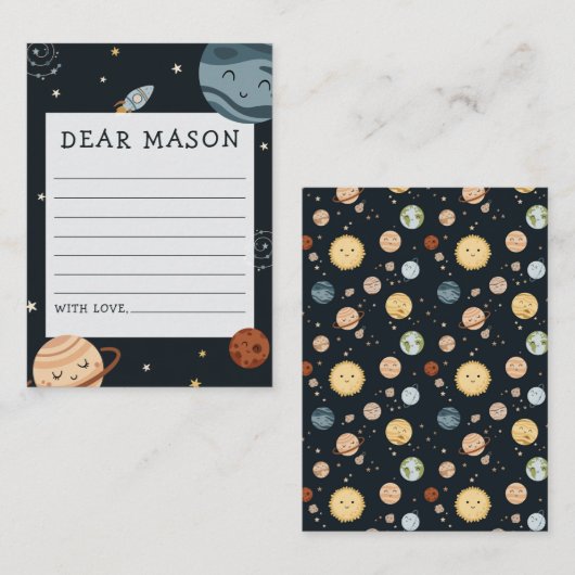 Space Adventure Playful Kids Birthday Time Capsule Informatiekaartje (Voorkant / Achterkant)