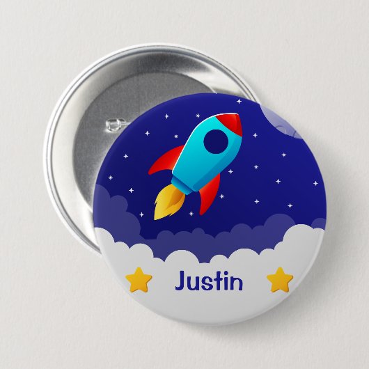 Space Adventure Rocket Design Ronde Button 7,6 Cm (Voorkant /achterkant)