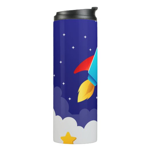 Space Adventure Rocket Design Thermosbeker (Gedraaid links)