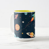 Space Adventure Rocket Kids Coffee Mug Tweekleurige Koffiemok (Voorkant links)