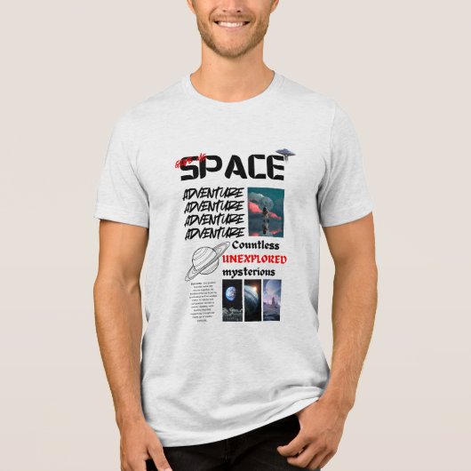 Space Adventure T-shirt: Ontdek het universum Tri-Blend Shirt (Voorkant)