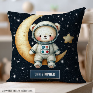 Space Adventure Teddy Bear Kussen Baby Boy Custom