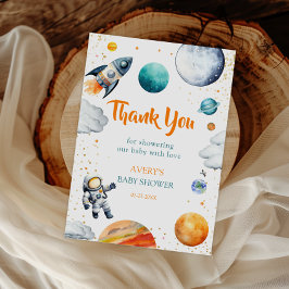 Space Adventure Thank You Card Rocket Planet Bedankkaart