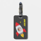 Space Adventure Travel Boy Rocket Bagagelabel (Achterkant verticaal)