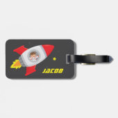 Space Adventure Travel Boy Rocket Bagagelabel (Achterkant horizontaal)