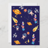 Space Adventure Verjaardag Uitnodiging voor Kids P (Achterkant)