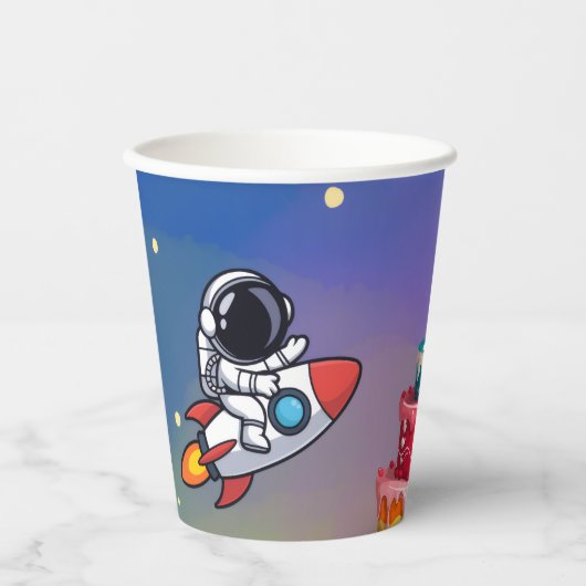 Space Adventure Verjaardagscups Papieren Bekers (Voorkant)
