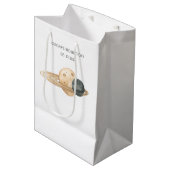 Space Adventure Waterverf eerste verjaardag Medium Cadeauzakje (Voorkant Gekanteld)