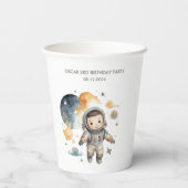 Space Adventure Waterverf eerste verjaardag Papieren Bekers (Achterkant)