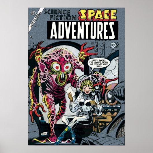 Space Adventures #12 Grappige 50s Retro Sci-Fi Str Poster (Voorkant)