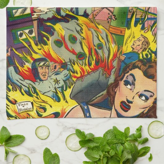 SPACE ADVENTURES RETRO COMICS THEEDOEK (Gevouwen)