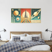 Space Age Art Space Time Calendar Canvas Afdruk (Insitu (Slaapkamer))