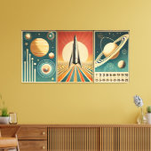 Space Age Art Space Time Calendar Canvas Afdruk (Insitu (Woonkamer))