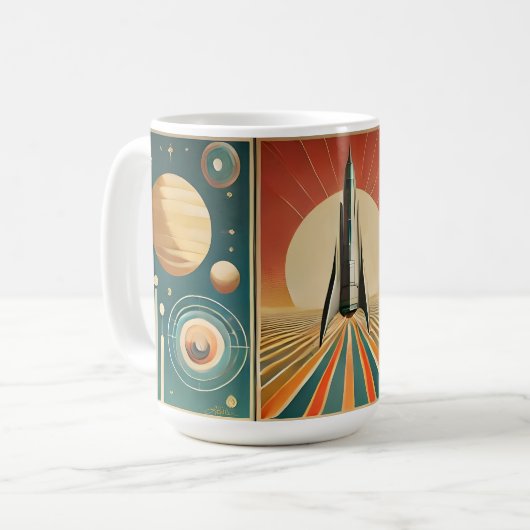 Space Age Art Space Time Calendar Koffiemok (Voorkant links)