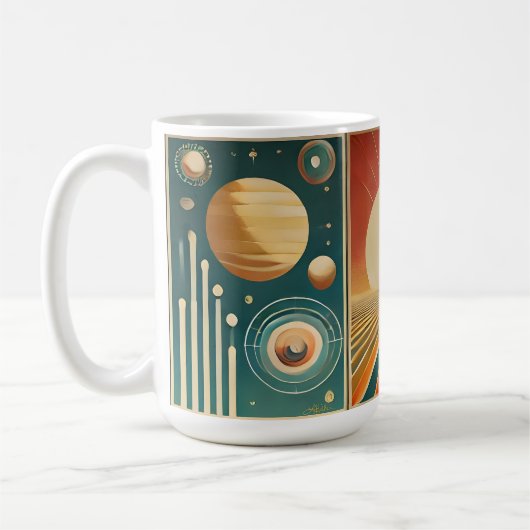 Space Age Art Space Time Calendar Koffiemok (Links)