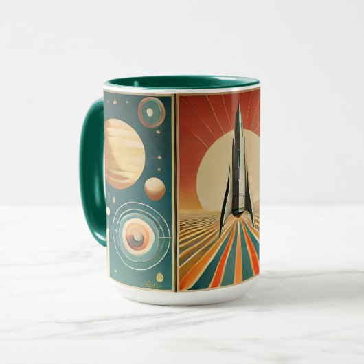 Space Age Art Space Time Calendar Mok (Voorkant links)