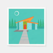 Space Age Cartoon House Cocktail servetten (Voorkant)