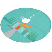 Space Age Cartoon House Kerstboom rok Fleece Kerstboom Rok (Gekanteld)