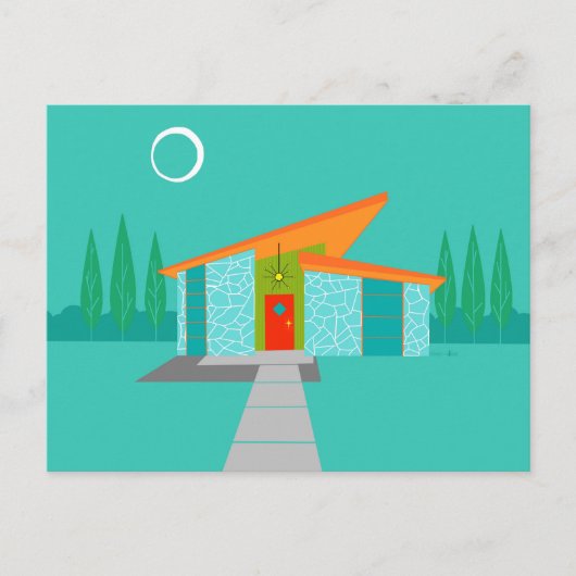 Space Age Cartoon House Postcard Briefkaart (Voorkant)