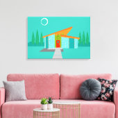Space Age Cartoon House Uitgerekte Canvas Print (Insitu (Woonkamer))