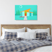 Space Age Cartoon House Uitgerekte Canvas Print (Insitu (Slaapkamer))