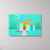 Space Age Cartoon House Uitgerekte Canvas Print (Voorkant)