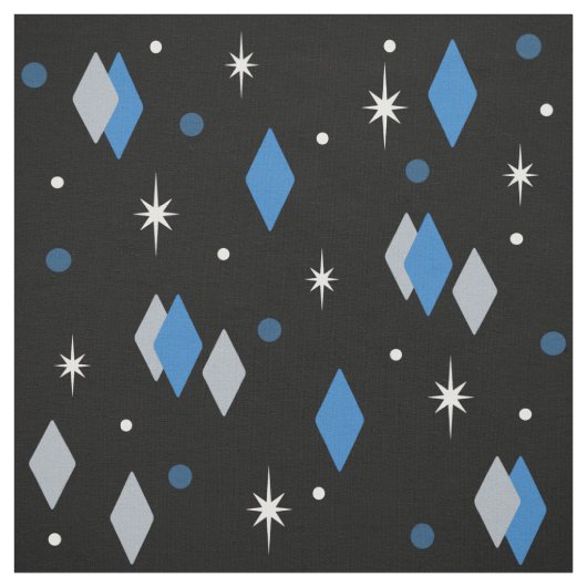 Space Age Diamonds Blue Black Grey Stof (Swatch)