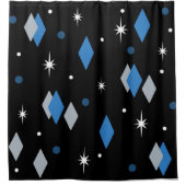 Space Age Diamonds Blue Douchegordijn (Voorkant)