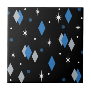 Space Age Diamonds Blue Tegeltje