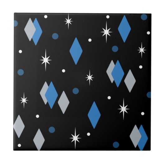 Space Age Diamonds Blue Tegeltje (Voorkant)
