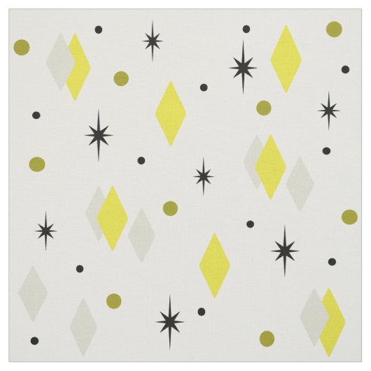 Space Age Diamonds Geel Grijs Wit Stof (Swatch)