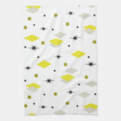 Space Age Diamonds Geel Grijs Wit Theedoek (Verticaal)