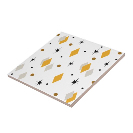 Space Age Diamonds Orange White Tegeltje (Zijkant)