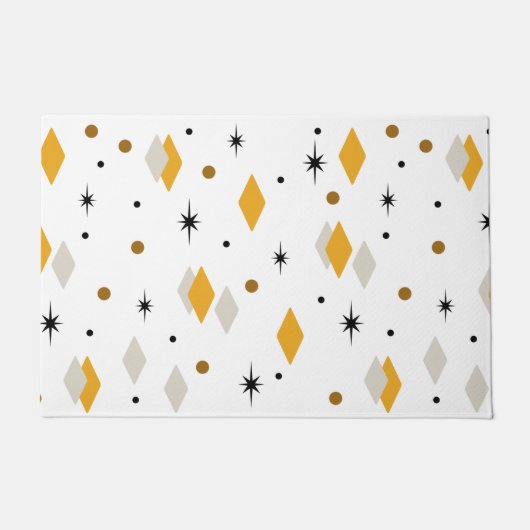 Space Age Diamonds Oranje wit Deurmat (Voorkant)