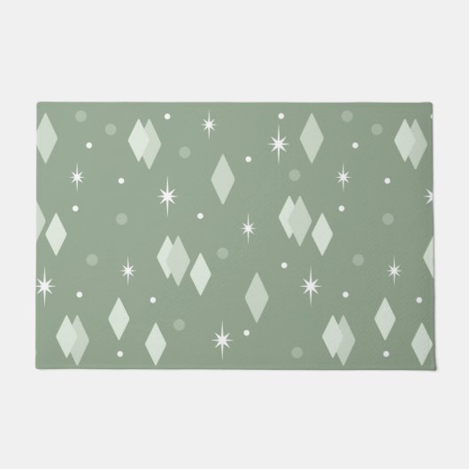 Space Age Diamonds Sage Green Deurmat (Voorkant)