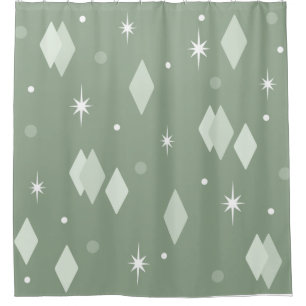 Space Age Diamonds Sage Green Douchegordijn