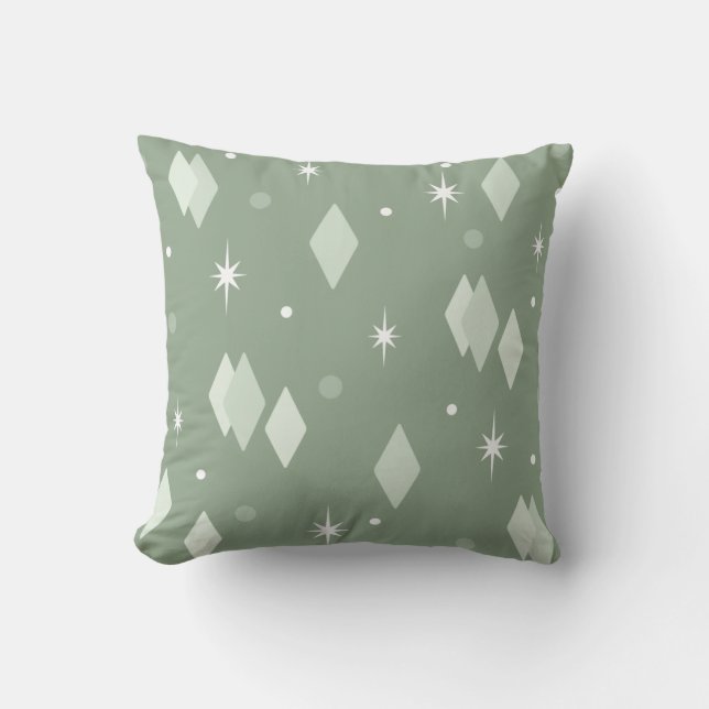 Space Age Diamonds Sage Green Kussen (Voorkant)