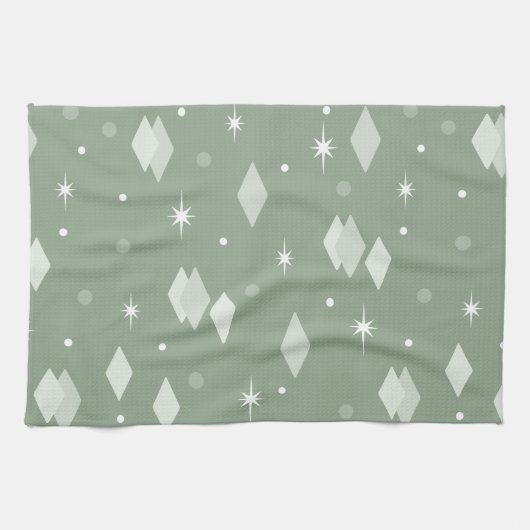 Space Age Diamonds Sage Green Theedoek (Horizontaal)
