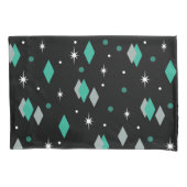 Space Age Diamonds Turquoise Black Kussensloop (Voorkant)