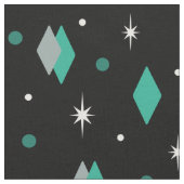 Space Age Diamonds Turquoise Black Stof (Close Up)