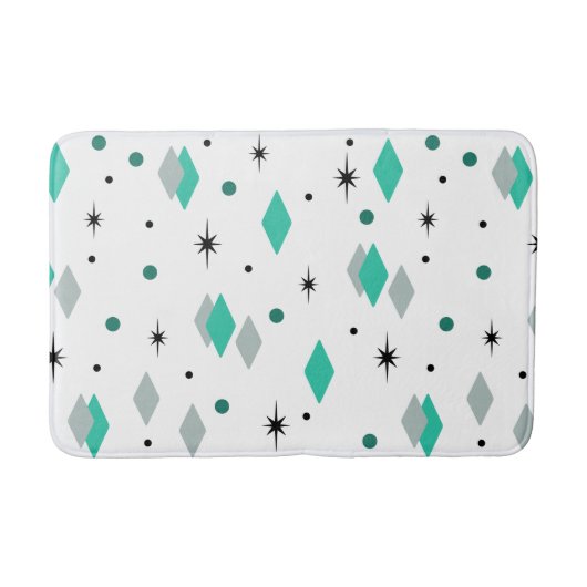 Space Age Diamonds Turquoise White Badmat (Voorkant)