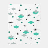 Space Age Diamonds Turquoise White Fleece Deken (Voorkant)